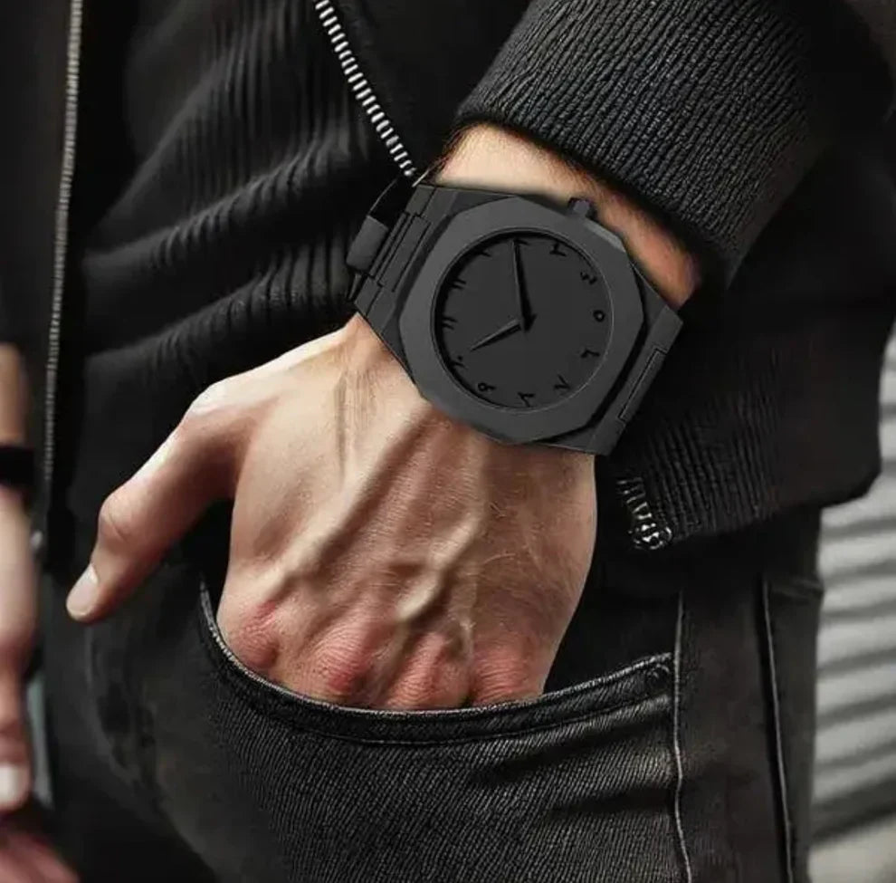 Black Aura Quartz Watch – Stylish Analog Watch For Men & Boys - Classy Pk